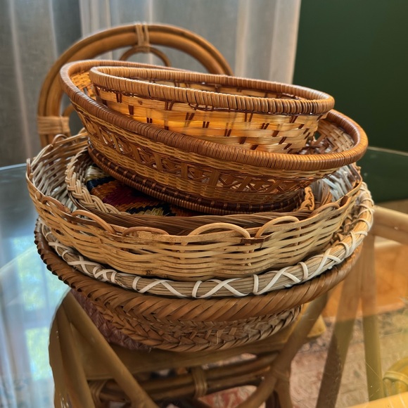 Vintage Wicker Basket Wall Decor Set Boho - Picture 7 of 7
